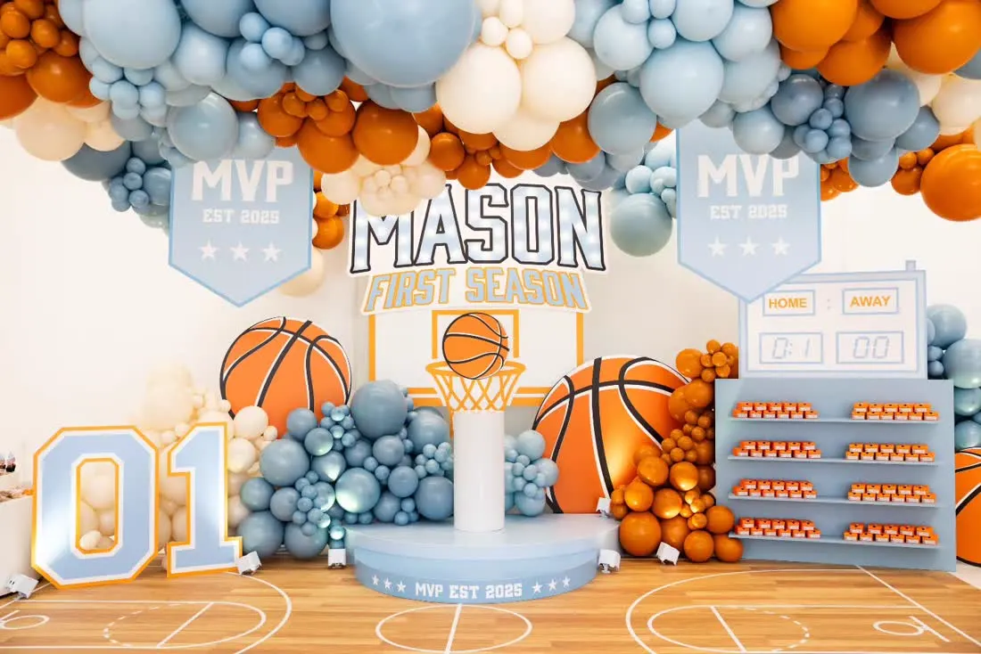 Basketball themed birthday party signage