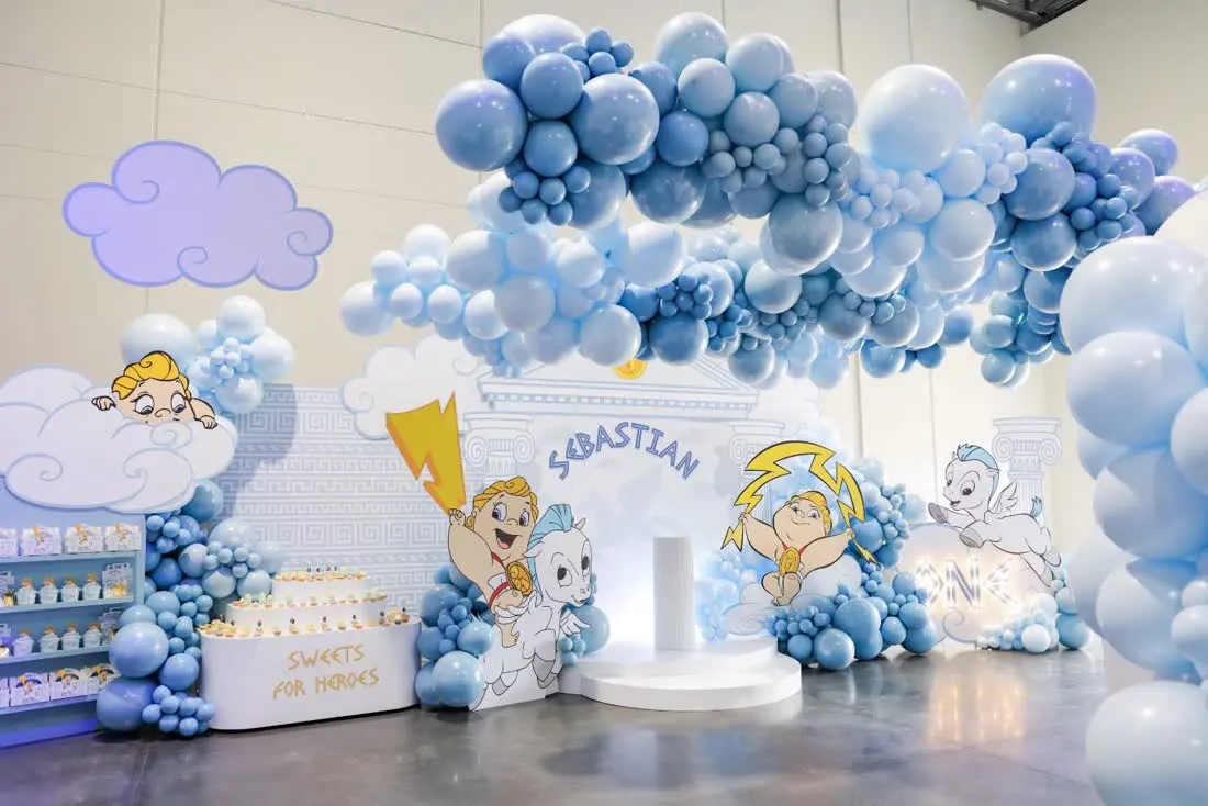 Cloud themed first birthday with custom cutouts and backdrop